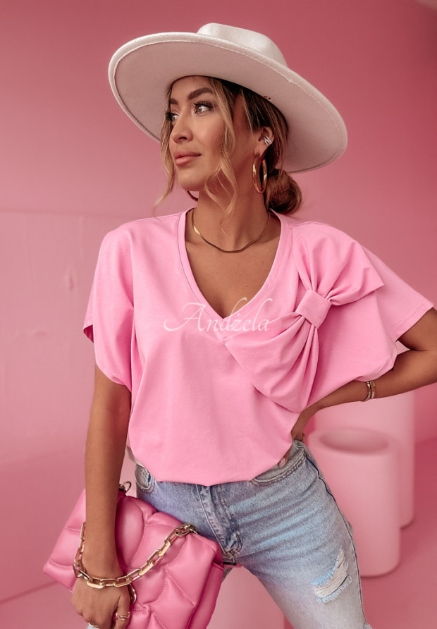 T-shirt z kokardą Sweet & Sublime różowy