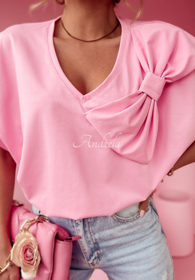 T-shirt z kokardą Sweet & Sublime różowy