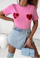 T-shirt z nadrukiem Two Hearts Together różowy