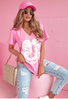 T-shirt z nadrukiem Mouse Vibes różowy