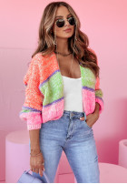 Krótki kardigan oversize Mosaic Magic pomarańczowo-różowy