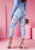 Eleganckie spodnie w kwiaty Blossom Radiance niebieskie