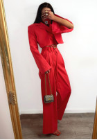 Eleganckie spodnie wide leg La Milla Avenue czerwone
