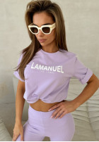 T-shirt z nadrukiem La Manuel After liliowy