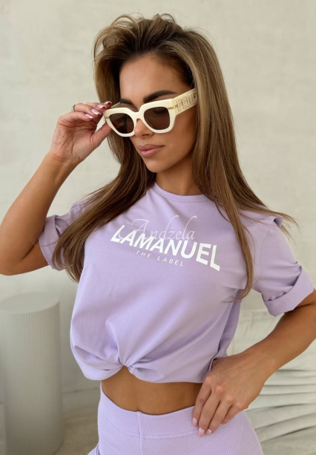 T-shirt z nadrukiem La Manuel After liliowy