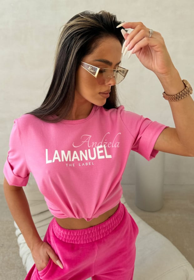 T-shirt z nadrukiem La Manuel After różowy
