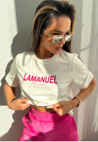 T-shirt z nadrukiem La Manuel After ecru