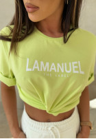 T-shirt z nadrukiem La Manuel After limonkowy