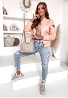 Pikowana kurtka bomberka Bessa jasnoróżowa