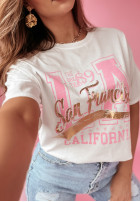 T-shirt z nadrukiem LA San Francisco biały