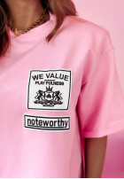 T-shirt z nadrukiem We Value różowy
