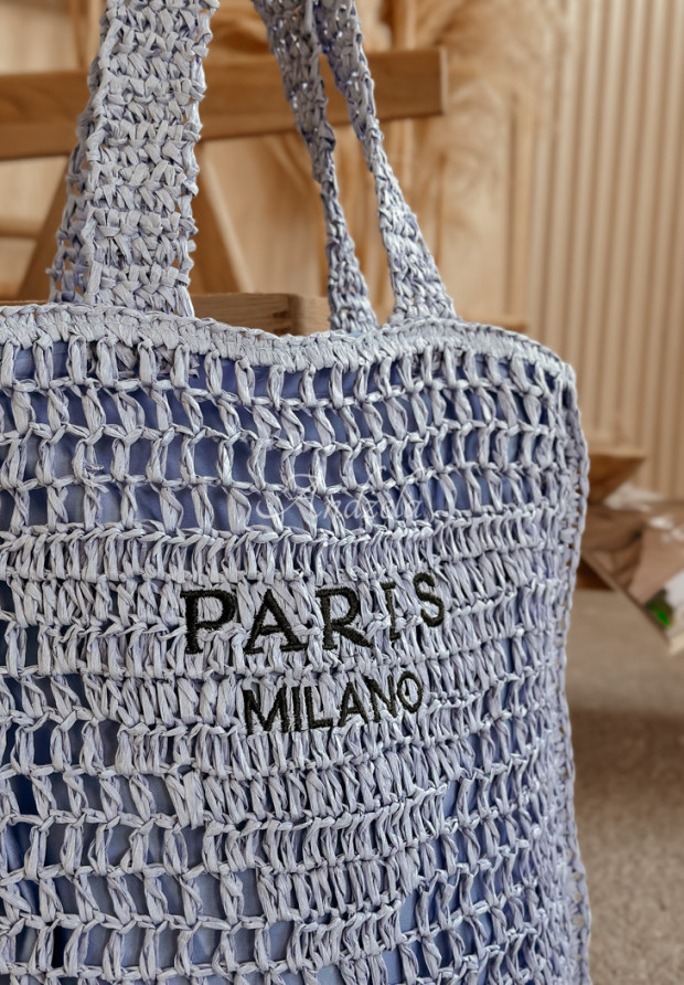 Pleciona torebka Paris Milano niebieska