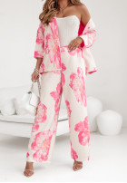 Kwiecisty garnitur damski Garden Glimmer różowo-biały