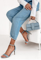 Jeansowe sandałki na szpilce Feminine Touch niebieskie