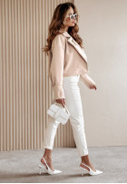 Krótki płaszcz z kołnierzem Casual Calm jasnobeżowy