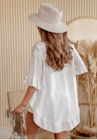 Koszulowa sukienka z falbankami Beach Bonfire biała