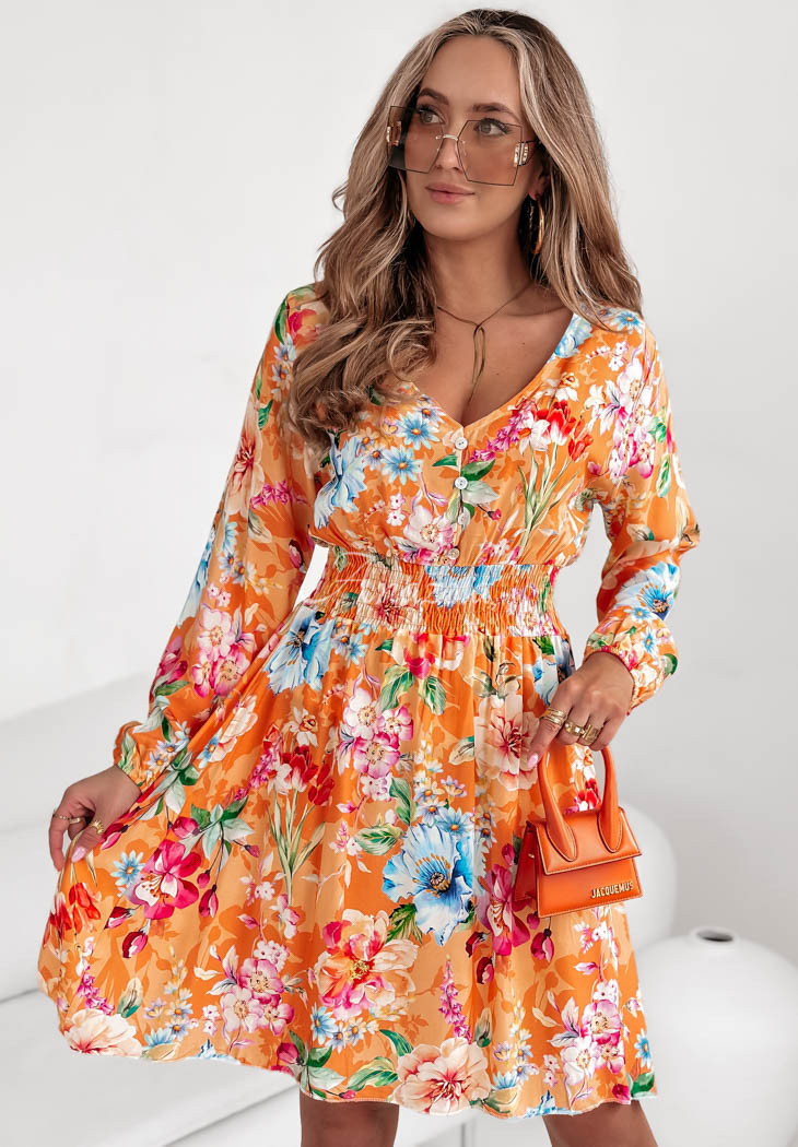 Floriana floral dress orange