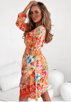 Kwiecista sukienka maxi Floriana pomarańczowa