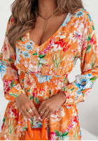 Kwiecista sukienka maxi Floriana pomarańczowa