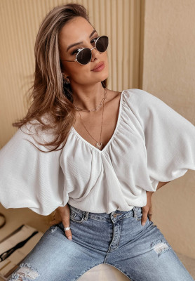 Carnation Charm ecru tie blouse