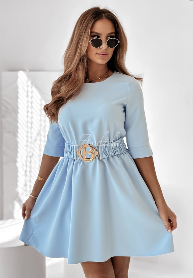 Sukienka z paskiem Beatrice błękitna