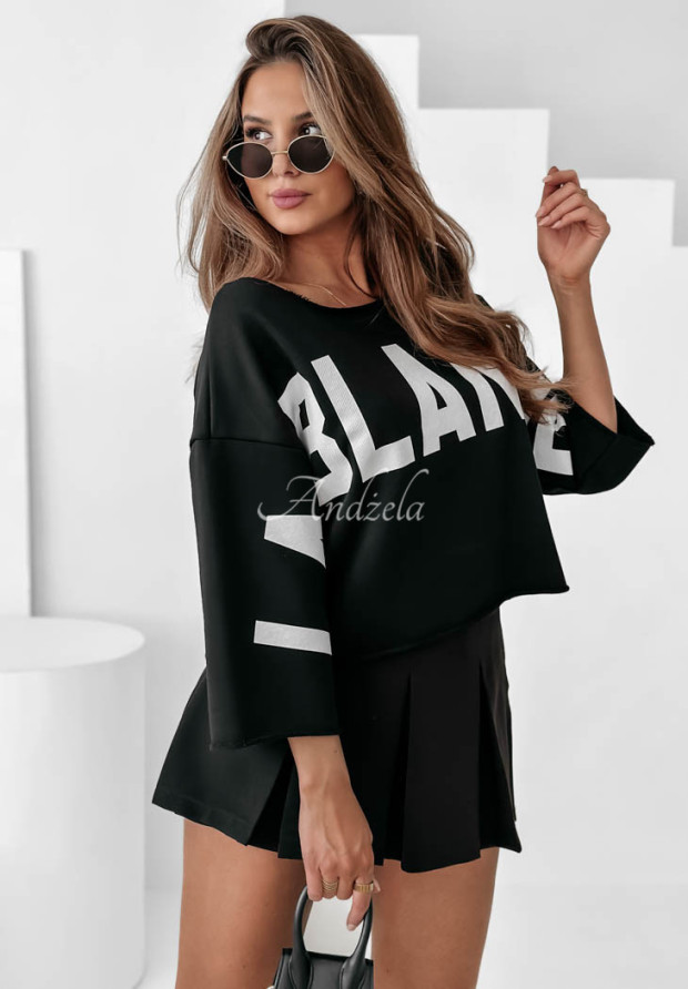 Bluza oversize z nadrukiem La Blanche czarna