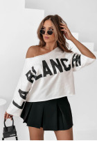Bluza oversize z nadrukiem La Blanche ecru