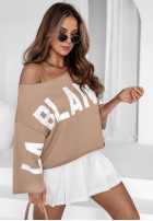 Bluza oversize z nadrukiem La Blanche beżowa