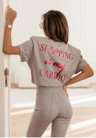 T-shirt z nadrukiem La Milla Shopping Is My Cardio szary