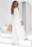 Komplet bluzka i spodnie wide leg Love Your Flaws biały