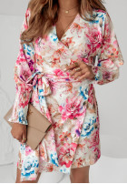 Kopertowa sukienka w kwiaty Breezy Petal różowo-fioletowa
