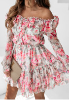 Kwiecista sukienka z falbankami Flower Kingdom różowa
