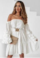 Sukienka hiszpanka z paskiem Luxe Looks biała