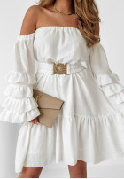 Sukienka hiszpanka z paskiem Luxe Looks biała
