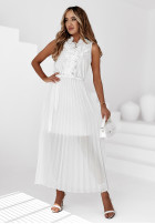 Plisowana sukienka z falbankami The Fine Trend biała