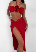 Komplet top i spódnica She Desires More czerwony