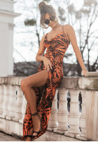 Wzorzysta sukienka Explorer Chic pomarańczowo-czarna