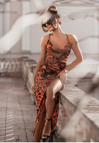 Wzorzysta sukienka Explorer Chic pomarańczowo-czarna