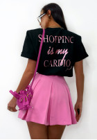 T-shirt z nadrukiem La Milla Shopping Is My Cardio czarny