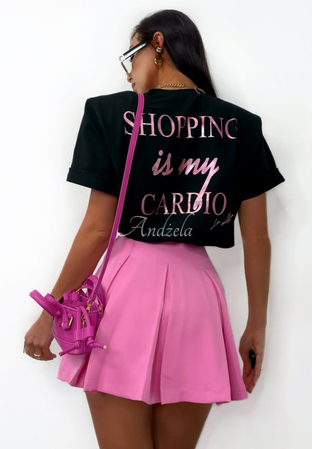 T-shirt z nadrukiem La Milla Shopping Is My Cardio czarny