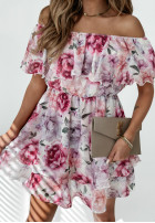 Kwiecista sukienka hiszpanka Botanical Dreamer różowo-liliowa