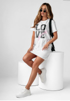 Długi T-shirt sukienka Love Yourself biały
