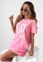 Długi T-shirt sukienka Love Yourself różowy