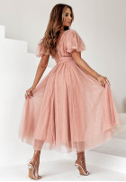 Tiulowa sukienka maxi Creative Celebrations pudrowy róż