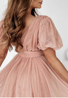 Tiulowa sukienka maxi Creative Celebrations pudrowy róż