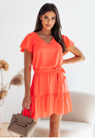 Sukienka z falbankami i paskiem Dreamy Designs pomarańczowa