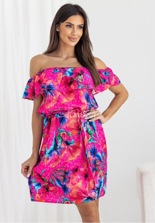 Kwiecista sukienka hiszpanka Iris Inspirations różowa