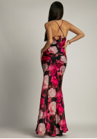 Kwiecista sukienka maxi na ramiączkach La Milla Classic Gardenia czarno-różowa