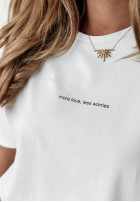 T-shirt z nadrukiem More Love, Less Worries ecru
