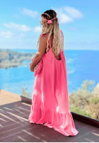 Muślinowa sukienka na ramiączkach maxi Aloha Beaches różowa